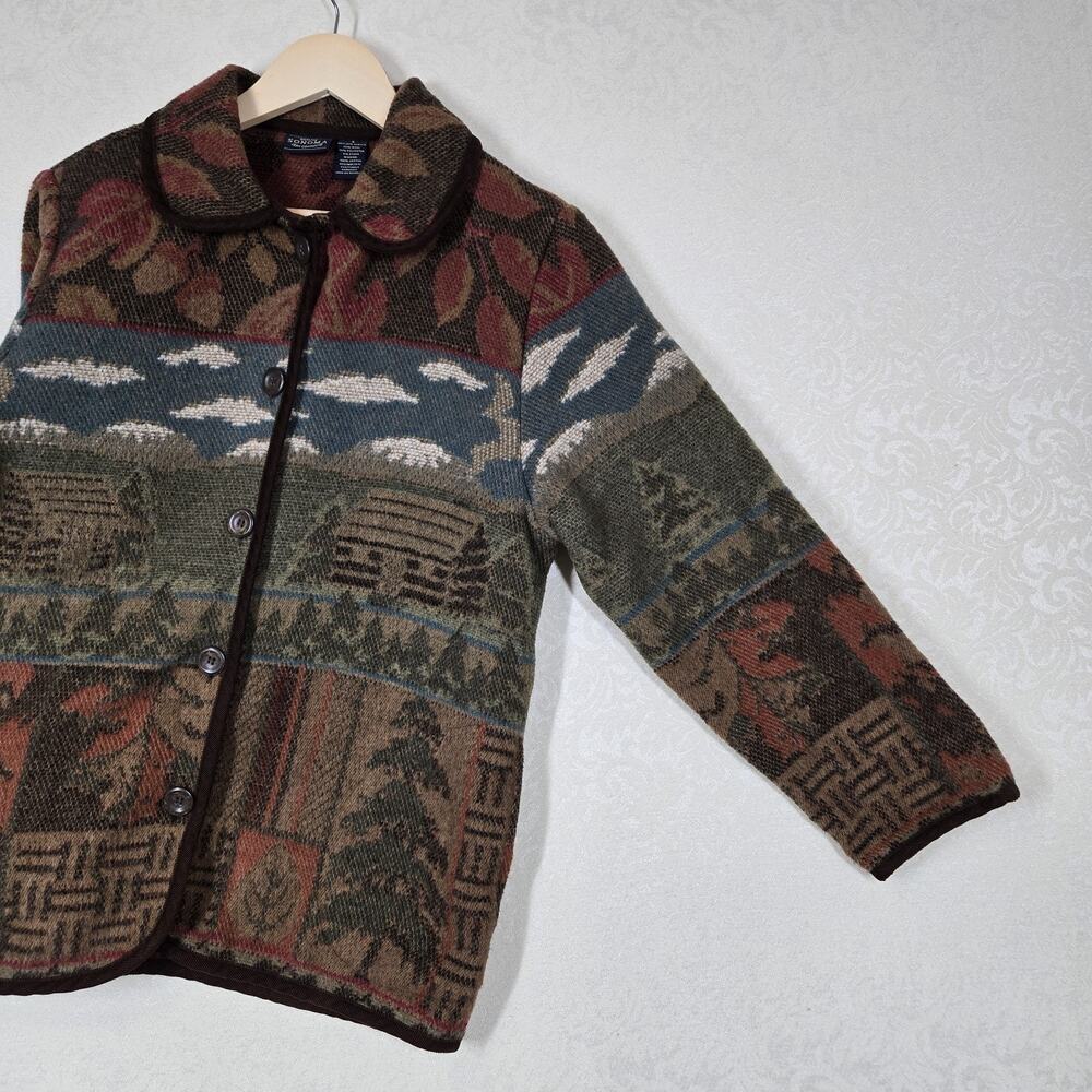 Y2K Sonoma Tapestry Cabin Jacket S Cottagecore Rustic Woodland Barn Coat - Picture 8 of 14